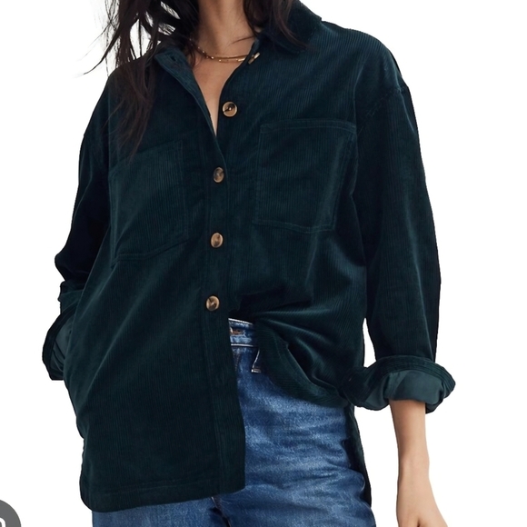 Madewell Jackets & Blazers - Madewell Emerald Sz S Corduroy Kentwood Oversized Shirt-Jacket